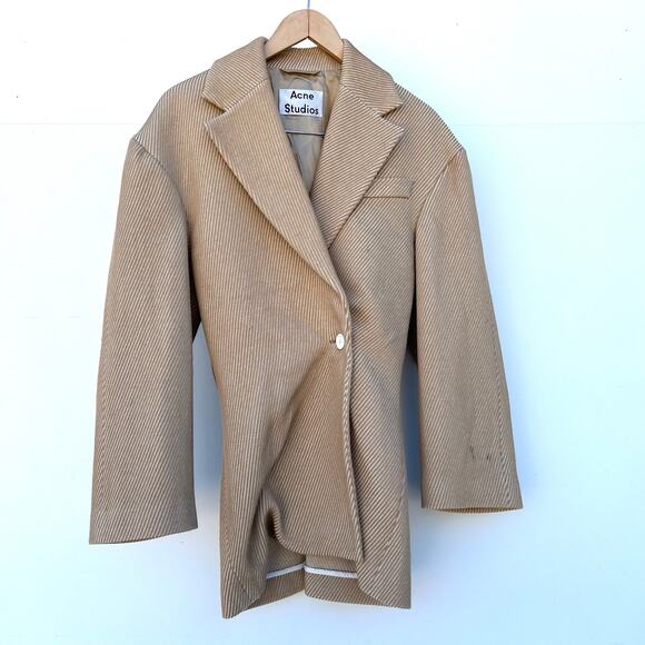 Acne Studios Beige Jumbo Twill Onesta Blazer Structured Ribbed 38 Wool 6 - Picture 5 of 12